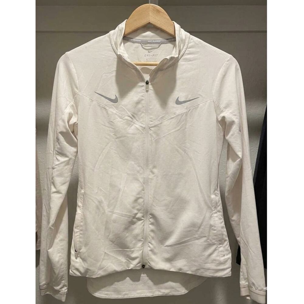 Nike Dri-FIT Women's S Size Small Running Jacket Full-Zip Off-White Activewear